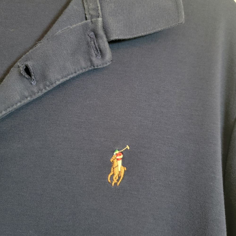 Polo Ralph Lauren Blue Collared Polo Shirt Golf Casual Large Classic Flesh Pony - Picture 9 of 15